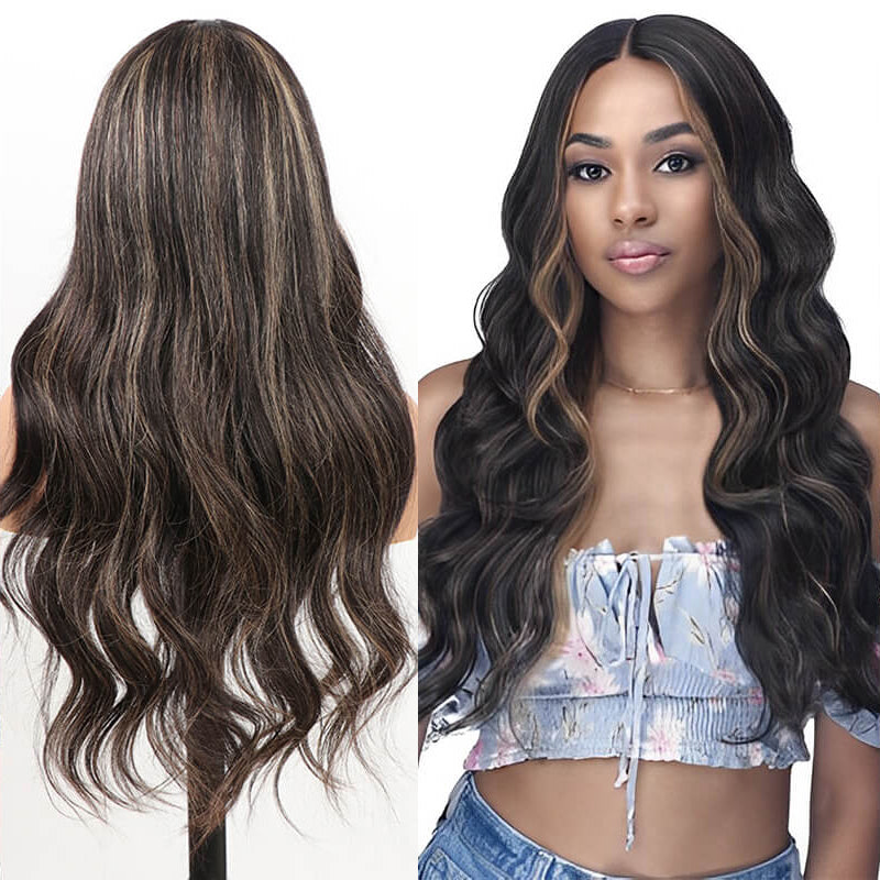 VIYA Loose Body Wave/Straight New Highlight Gold Sand Wig 13x4 Full Lace Frontal Wigs