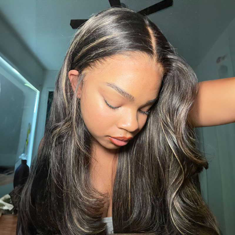 VIYA Loose Body Wave/Straight New Highlight Gold Sand Wig 13x4 Full Lace Frontal Wigs