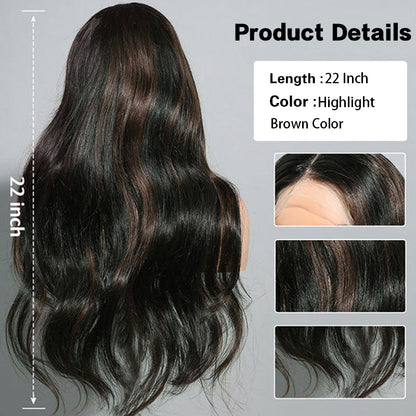 VIYA Loose Body Wave/Straight Brown Highlight Glueless Wig Upgrade Human Hair Wig Beginner-Friendly
