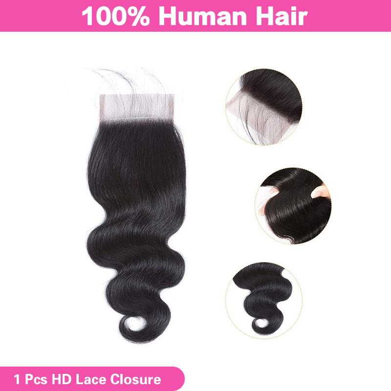 VIYA Body Wave 14-22 Inch 1 Pcs Human Hair HD Lace Closure