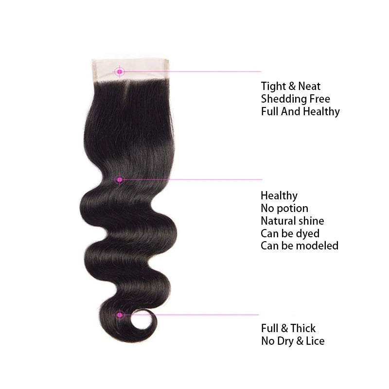 VIYA Body Wave 14-20 Inch 1 Pcs Human Hair HD Lace Closure