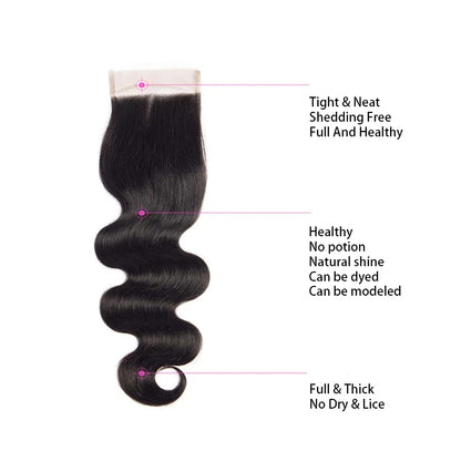 VIYA Body Wave 14-20 Inch 1 Pcs Human Hair HD Lace Closure