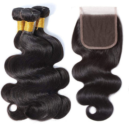 VIYA Brazilian Body Wave Hair 3 Bundles With 5x5 HD Lace Closure Free Part