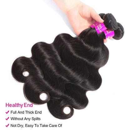 VIYA Brazilian Body Wave Hair 3 Bundles With 5x5 HD Lace Closure Free Part