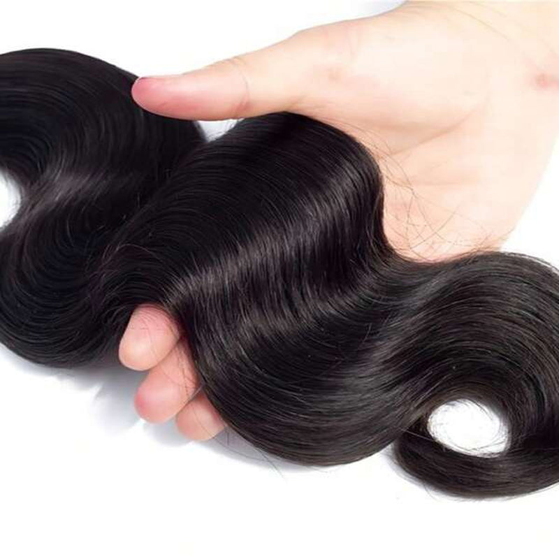 VIYA Body Wave 13x6 HD Lace Frontal With 4 Pcs Bundles Hair Weft Natural Black Human Virgin Hair