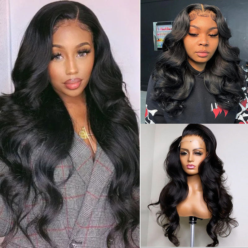 VIYA Body Wave 4x4 Lace Closure Wig Natural Black Human Hair Wig