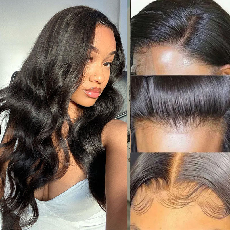 VIYA Body Wave 4x4 Lace Closure Wig Natural Black Human Hair Wig
