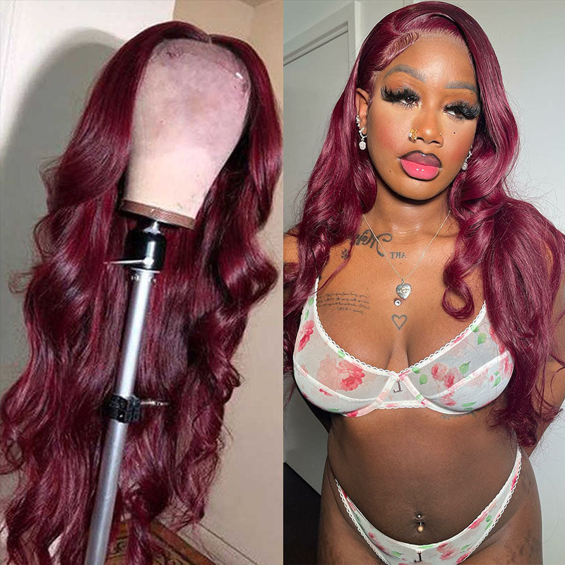 VIYA Body Wave 99J Color 13x4 HD Lace Front Wig Human Hair Wig
