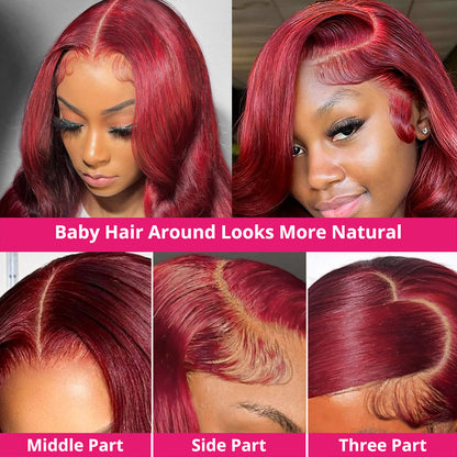 VIYA Full Size™ Glueless 13x6 HD Lace 99J Pre Bleached Knots Loose Body Wave Human Hair Wig