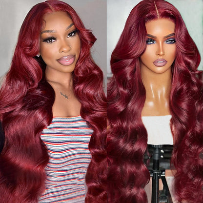 VIYA Full Size™ Glueless 13x6 HD Lace 99J Pre Bleached Knots Loose Body Wave Human Hair Wig