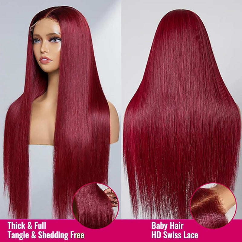 VIYA Full Size™ Glueless 13x6 HD Lace 99J Pre Bleached Knots Loose Body Wave Human Hair Wig
