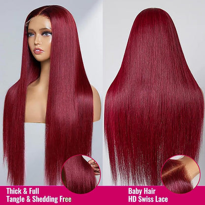 VIYA Full Size™ Glueless 13x6 HD Lace 99J Pre Bleached Knots Loose Body Wave Human Hair Wig