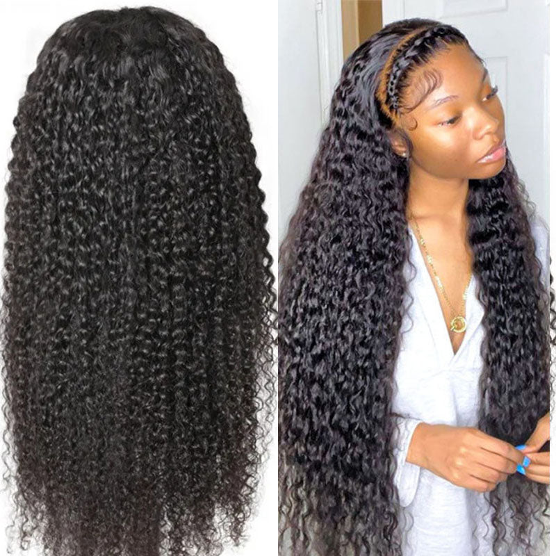 VIYA Curly 13x4 Lace Frontal Wig Natural Black Human Hair Wig