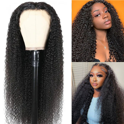 VIYA Curly 13x4 Lace Frontal Wig Natural Black Human Hair Wig