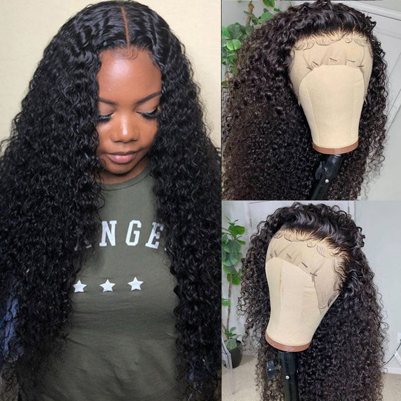 VIYA Curly 13x6 Lace Frontal Wig Natural Black Human Hair Wig