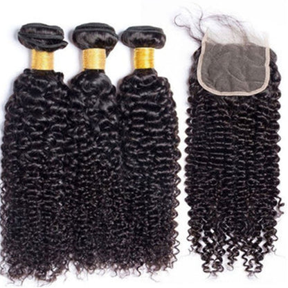 VIYA Curly 3 Pcs Bundles Hair Weft With 5x5 HD Lace Closure Human Virgin Hair