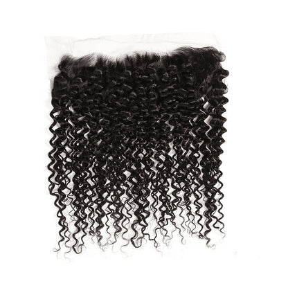 VIYA Curly 4 Pcs Bundles Hair Weft With 13x4 Lace Frontal Natural Black Human Virgin hair