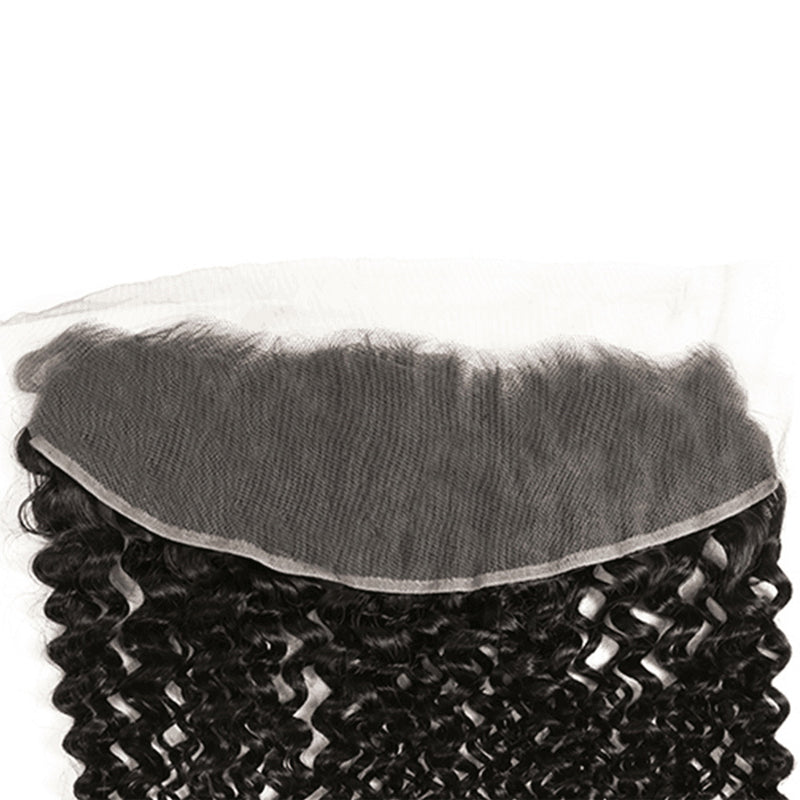 VIYA Curly 4 Pcs Bundles Hair Weft With 13x4 Lace Frontal Natural Black Human Virgin hair