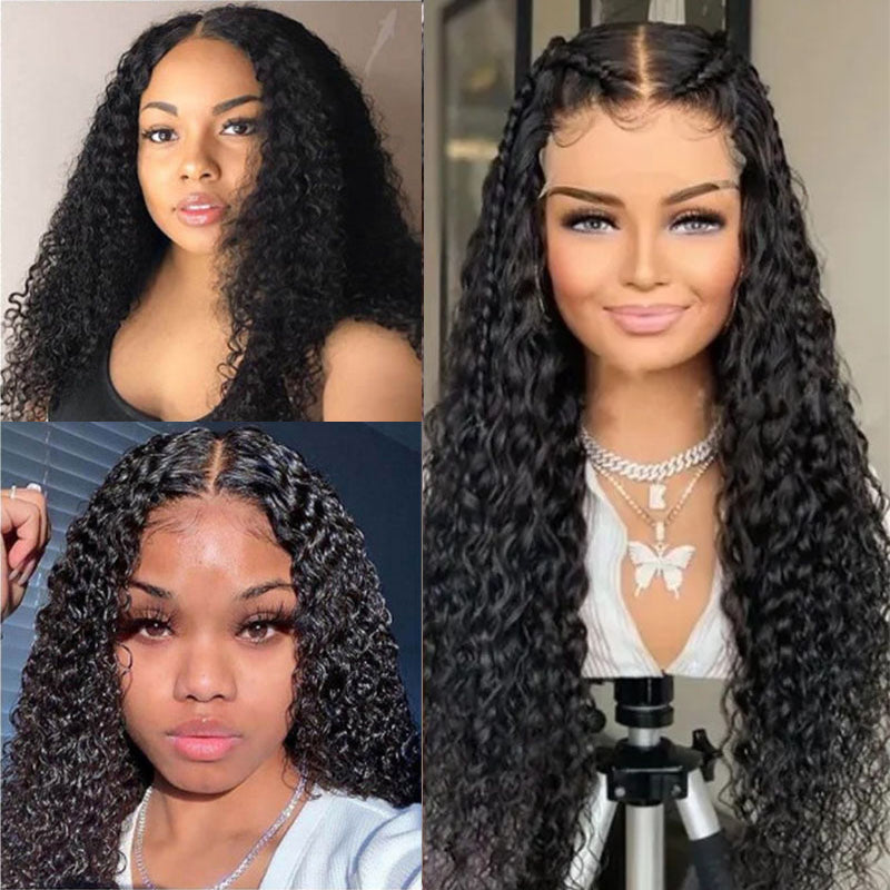 VIYA Curly 4x4 Lace Closure Wig Natural Black Human Hair Wig