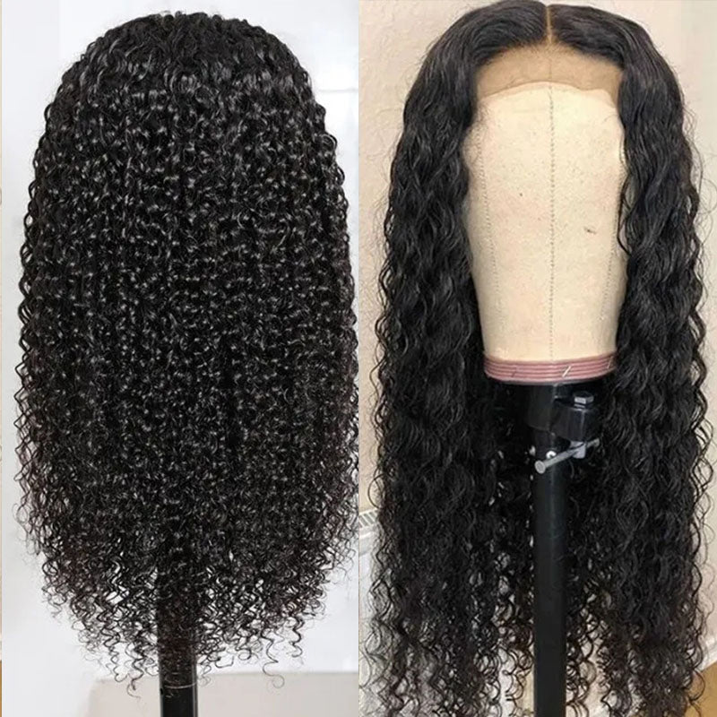 VIYA Curly 4x4 Lace Closure Wig Natural Black Human Hair Wig