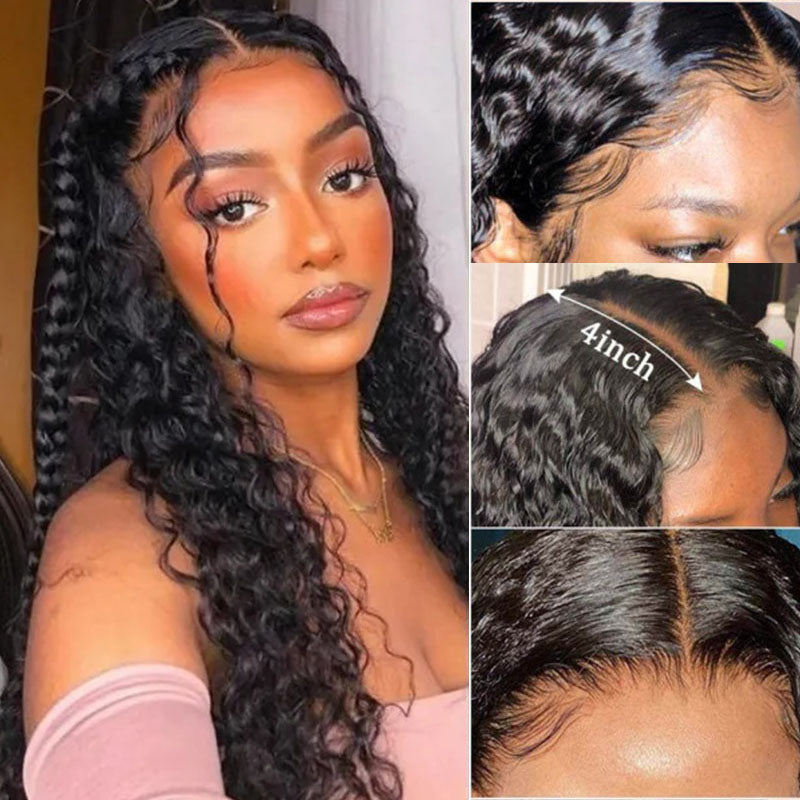 VIYA Curly 4x4 Lace Closure Wig Natural Black Human Hair Wig