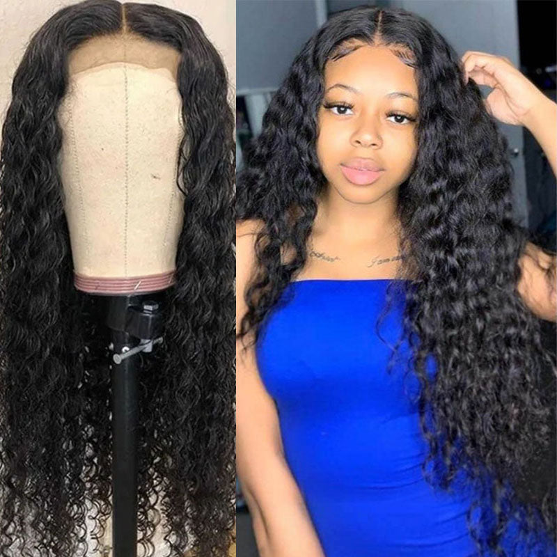 VIYA Curly 4x4 Lace Closure Wig Natural Black Human Hair Wig