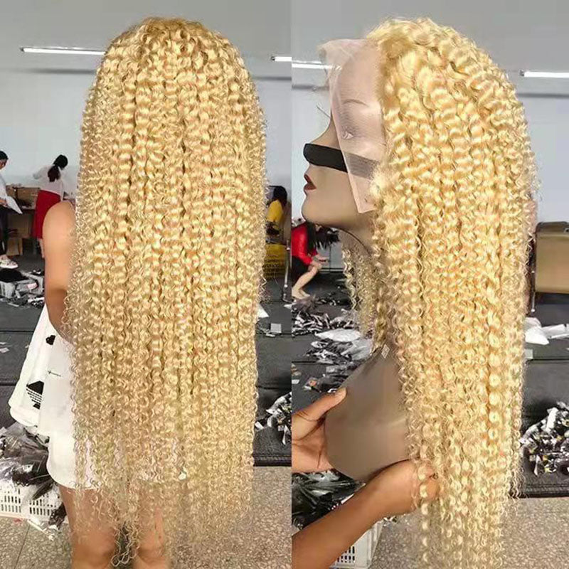VIYA Curly 613 Blonde Color 13x6 Lace Frontal Wig Human Hair Wig