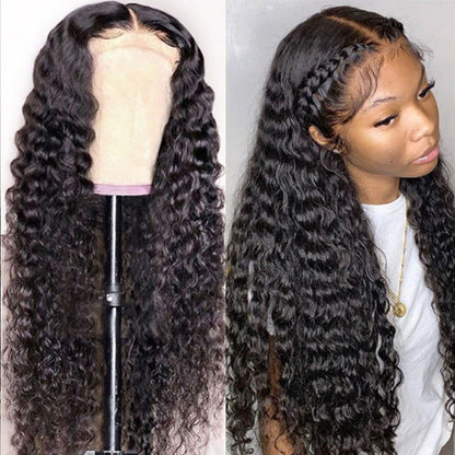 VIYA Deep Wave 13x4 Lace Frontal Wig Natural Black Wig Human Hair