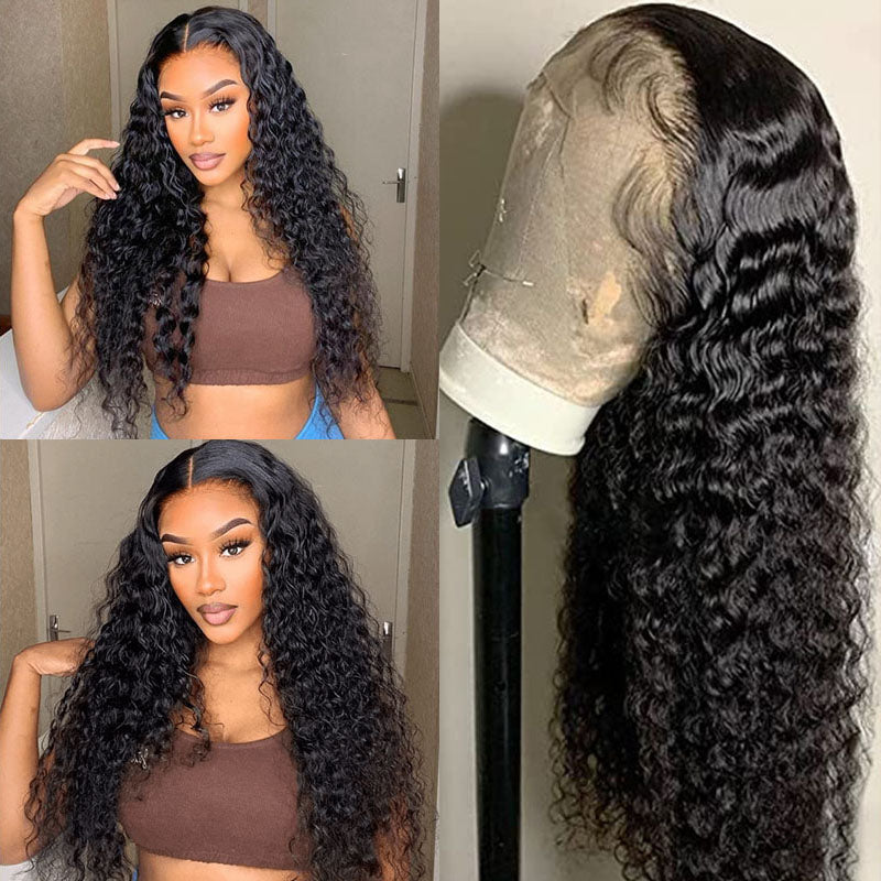 VIYA Deep Wave 13x6 Lace Frontal Wig Natural Black Human Hair Wig