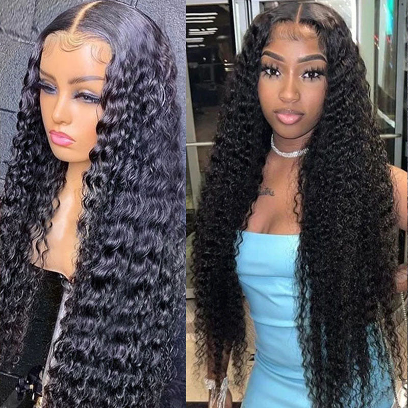 VIYA Deep Wave 13x6 Lace Frontal Wig Natural Black Human Hair Wig