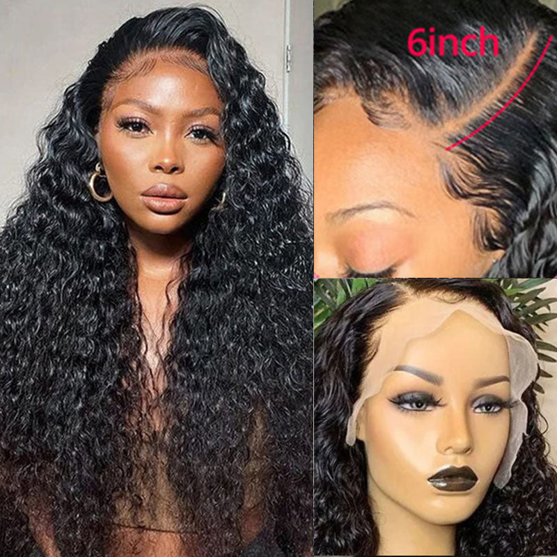 VIYA Deep Wave 13x6 Lace Frontal Wig Natural Black Human Hair Wig