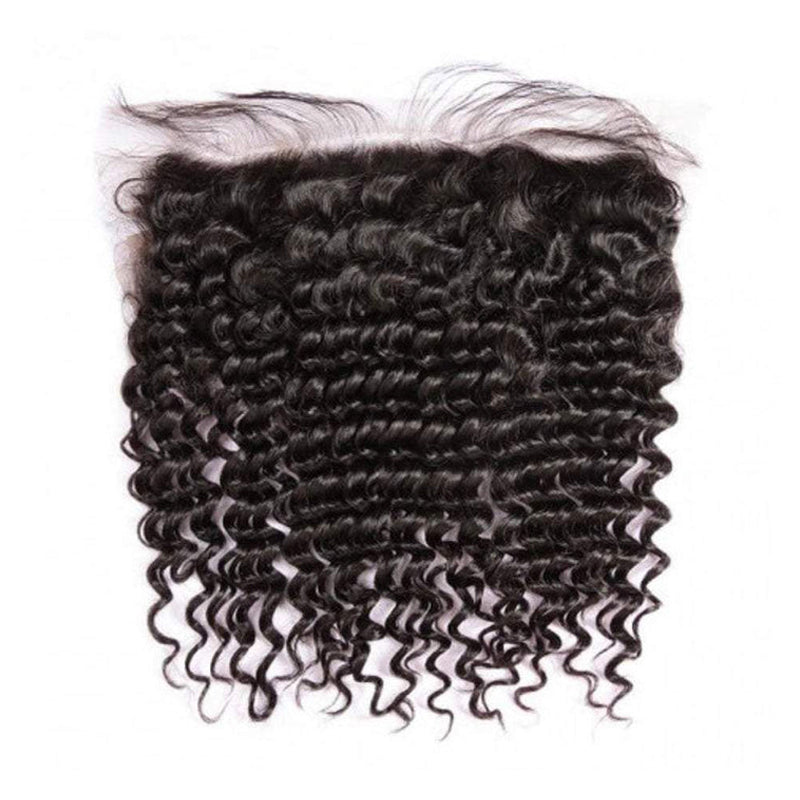 VIYA Deep Wave 4 Pcs Bundles Hair Weft With 13x4 HD Lace Frontal Natural Black Human Virgin Hair