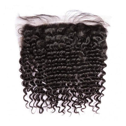 VIYA Deep Wave 4 Pcs Bundles Hair Weft With 13x4 HD Lace Frontal Natural Black Human Virgin Hair