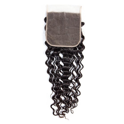 VIYA Deep Wave 4 Bundles Hair Weft With 5x5 HD Lace Closure Human Hair