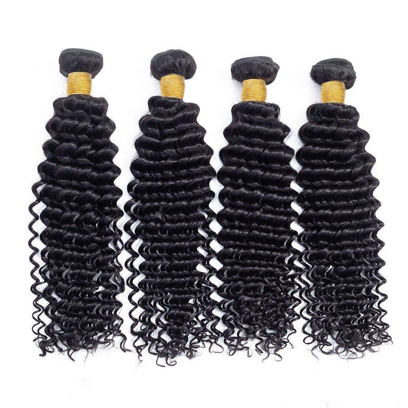 VIYA Deep Wave 4 Bundles Hair Weft With 5x5 HD Lace Closure Human Hair