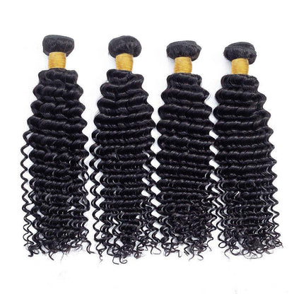 VIYA Deep Wave 4 Bundles Hair Weft With 5x5 HD Lace Closure Human Hair
