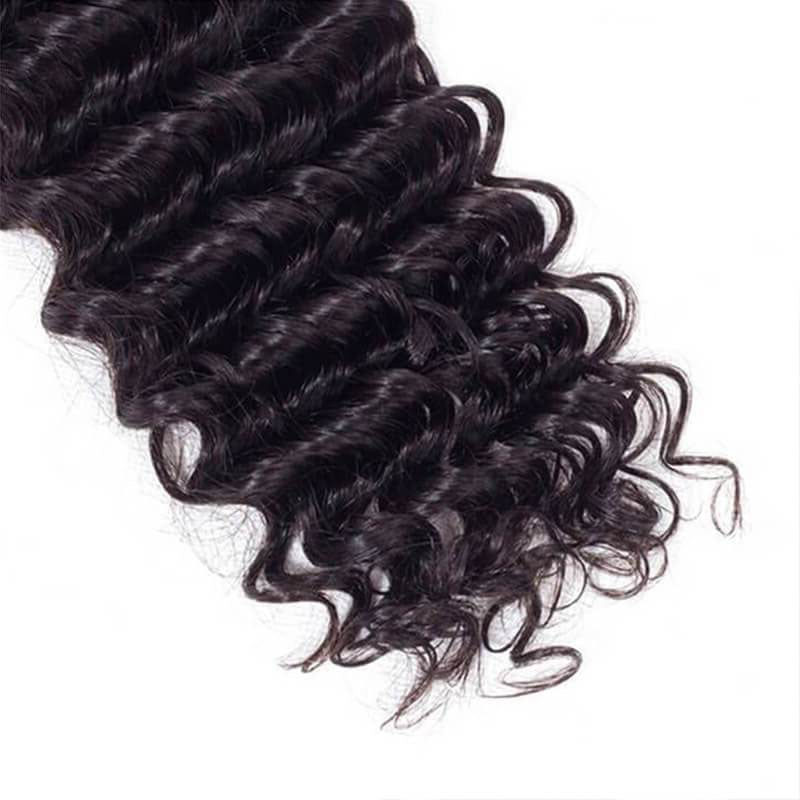 VIYA Deep Wave 4 Bundles Hair Weft With 4x4 Lace Closure Human Hair