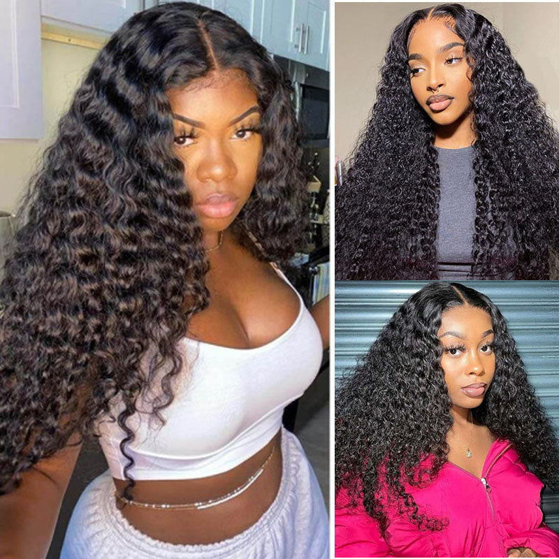 VIYA Deep Wave 4x4 Lace Closure Wig Natural Black Human Hair Wig
