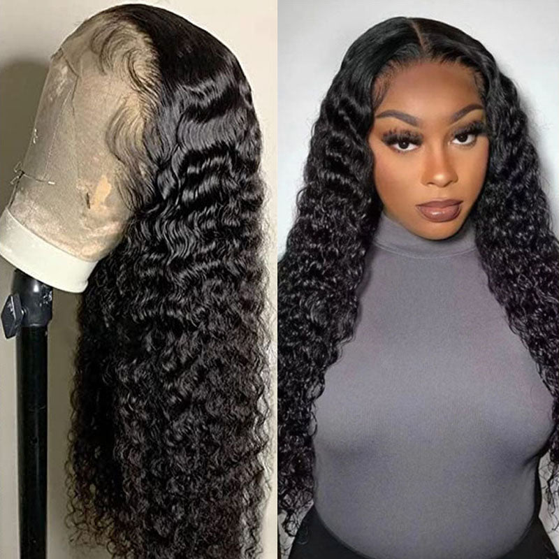 VIYA Deep Wave 4x4 Lace Closure Wig Natural Black Human Hair Wig