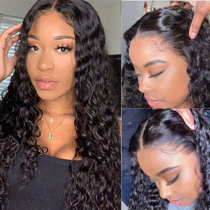 VIYA Deep Wave 4x4 Lace Closure Wig Natural Black Human Hair Wig