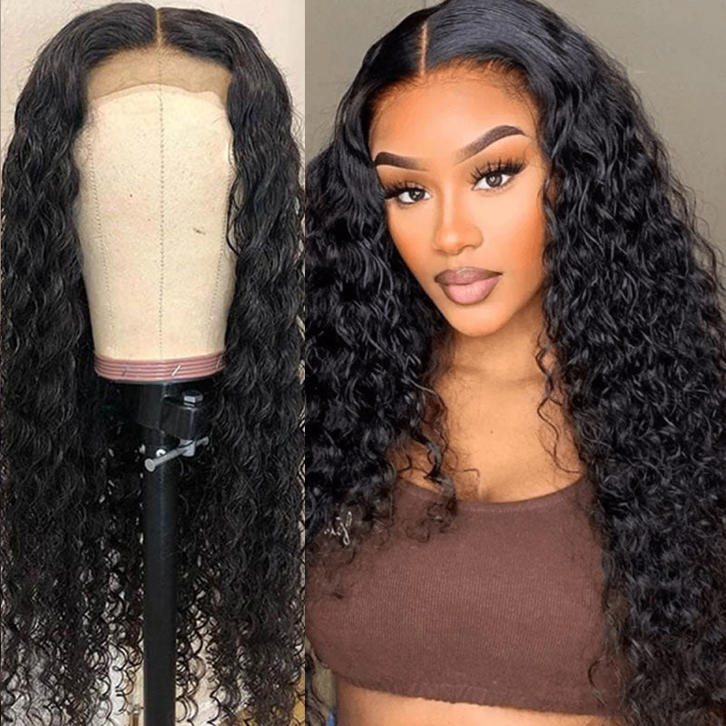 VIYA Deep Wave 4x4 Lace Closure Wig Natural Black Human Hair Wig