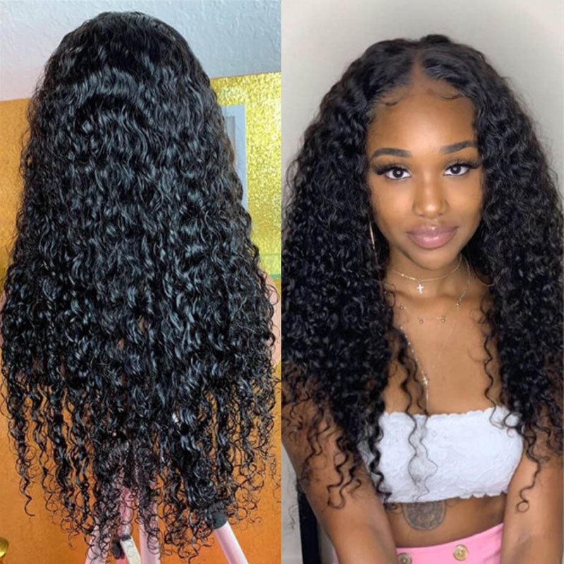 VIYA Deep Wave 5x5 Lace Closure Wig Natural Black Human Hair Wig