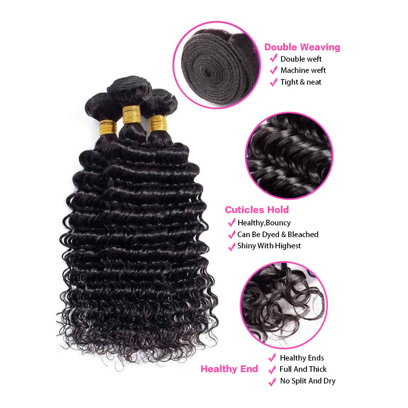 VIYA Deep Wave 3 Bundles Unprocessed Virgin Human Hair Weave