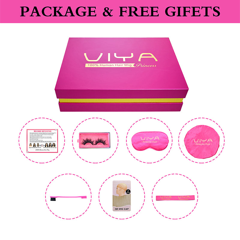 VIYA Free Gifts Package, Includes 6 Gifts: Silk Bonnet, Sleep Mask, HD Wig Cap, 3D Mink Eyelashes, Elastic Headband, Brush Comb