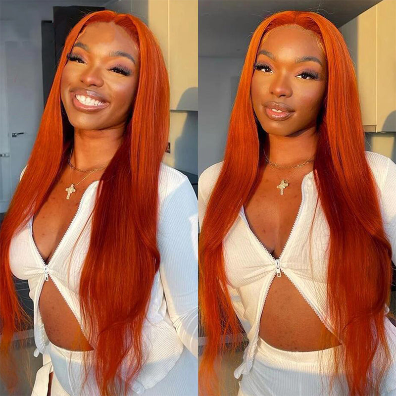 VIYA Ginger Orange Color Straight 13x4 Lace Front Human Hair Wig