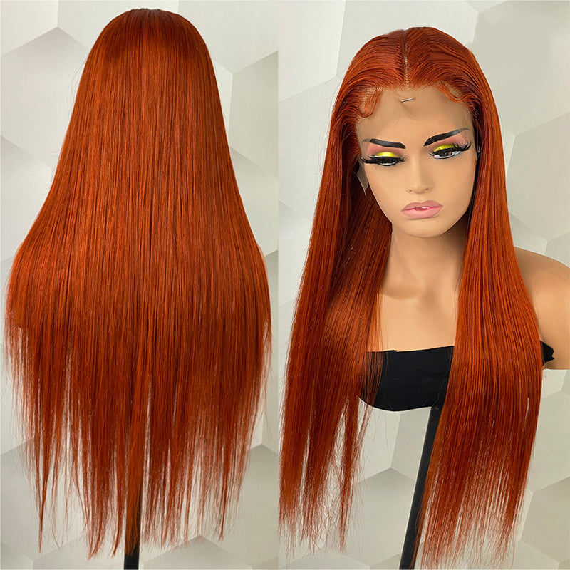 VIYA Ginger Orange Color Straight 13x4 HD Lace Front Human Hair Wig