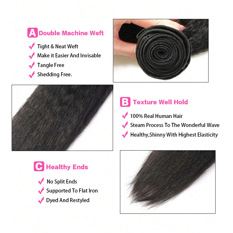 VIYA Kinky Straight 1 Pcs Bundle Natural Black Human Hair