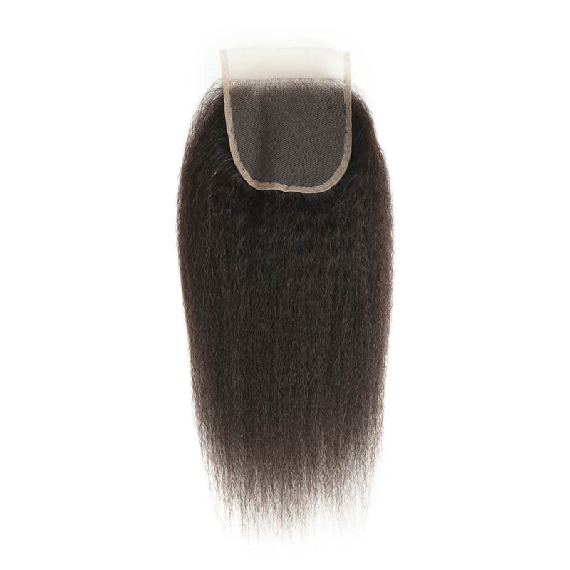 VIYA Kinky Straight 1 Pcs HD Lace Closure Natural Black Human Hair