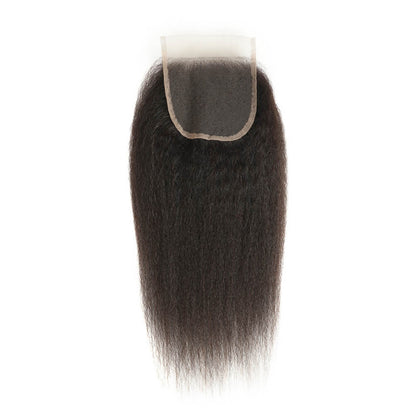 VIYA Kinky Straight 1 Pcs HD Lace Closure Natural Black Human Hair