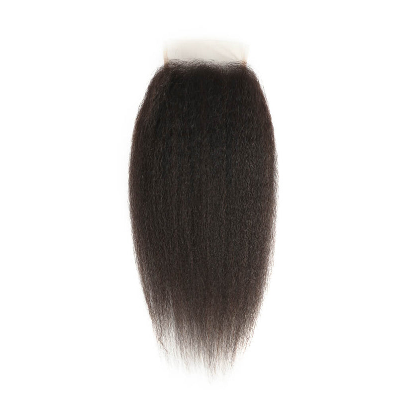 VIYA Kinky Straight 1 Pcs HD Lace Closure Natural Black Human Hair